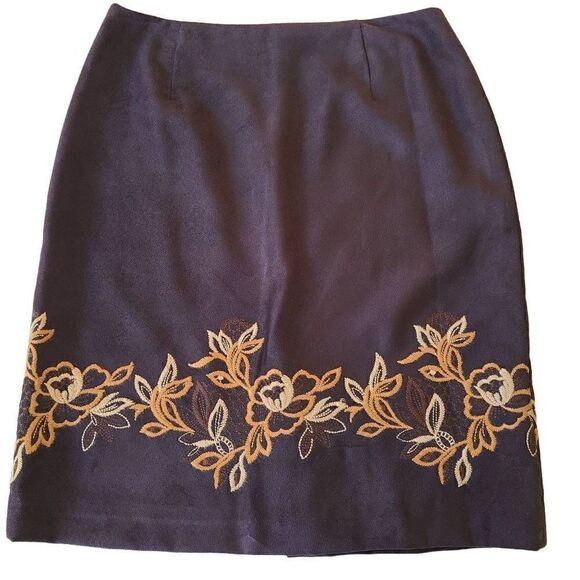 Alfani Petite Womens Black A Line Embroidered Skirt Size 8 Petite - Picture 1 of 8